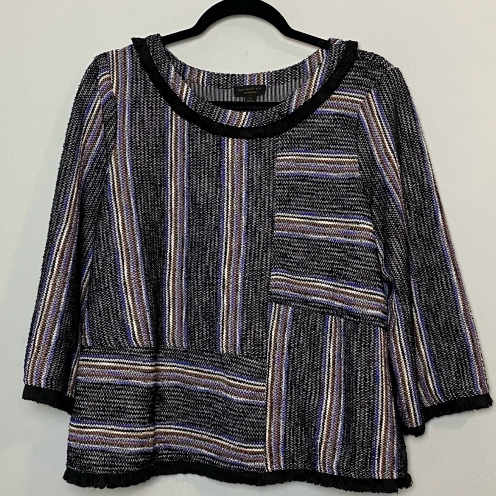 Anthropologie Current Air Thompson Knit Fringe Trim Top